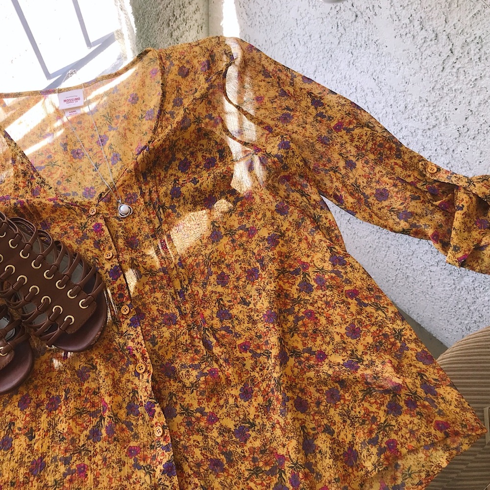 Sheer Floral Tunic Top